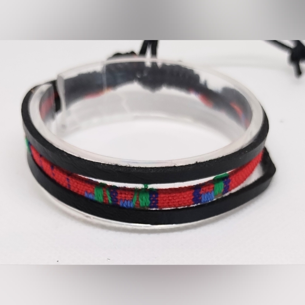 Men's Bracelet Leather Layered Black f84